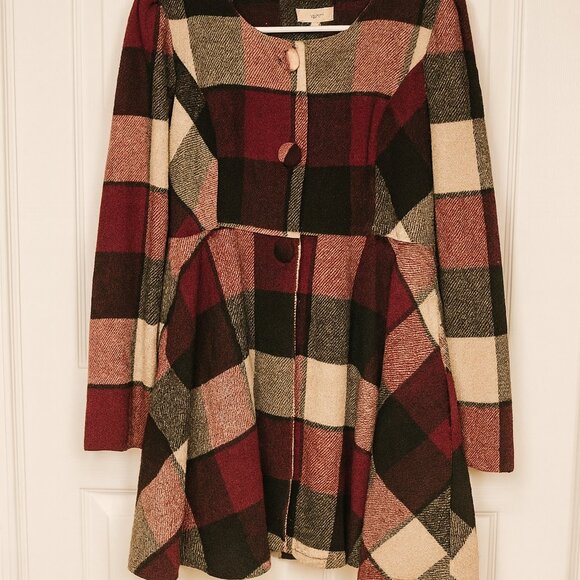 Ryu Plaid Fit & Flare Coat Dress - Picture 2 of 3